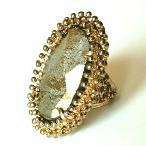 Kendra Scott Vintage Pyrite Marquita Cocktail Statement Ring RARE